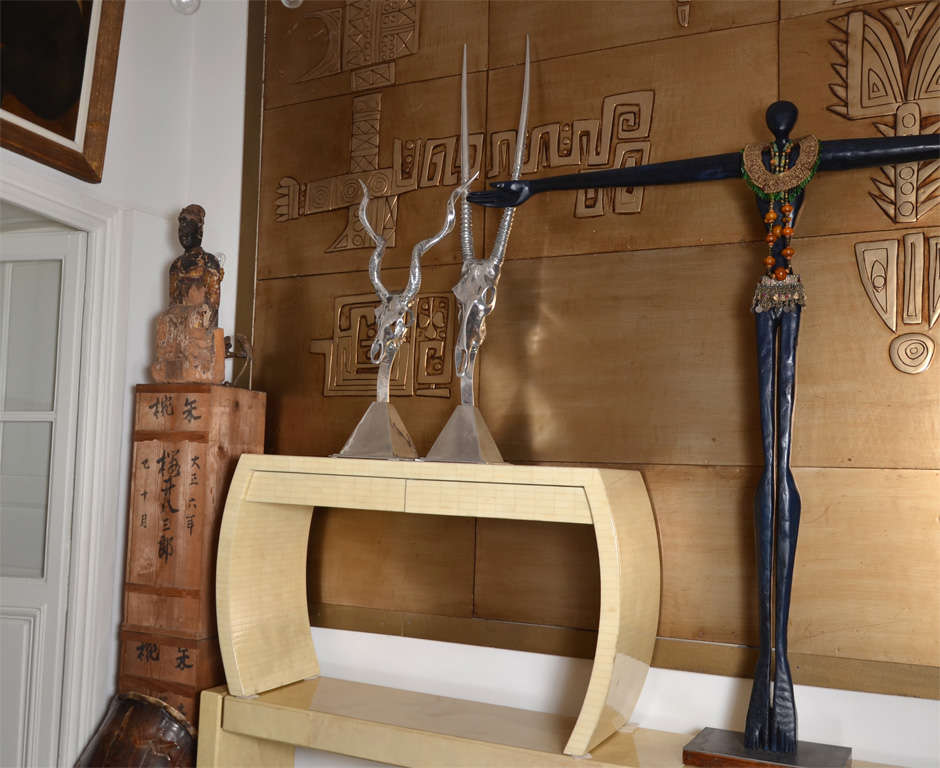 Large Bone Tessellated Console in the style of Karl Springer