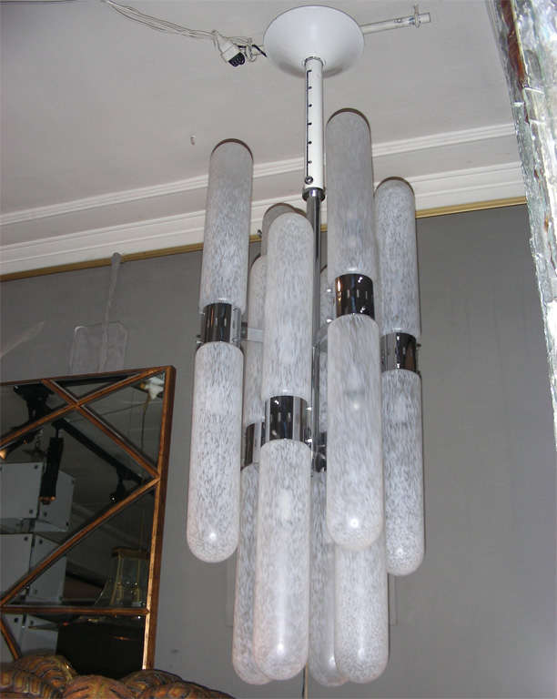 Italian 1960s Murano Glass Chandelier by Aldo Nason for Mazzega, A pair Available For Sale