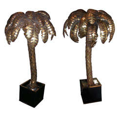 Two 1970s Palm-Tree Floor Lamps by Maison Honoré