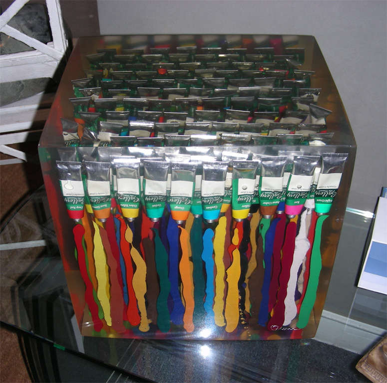 Tubes of paint in resin inclusion, in the taste of Arman