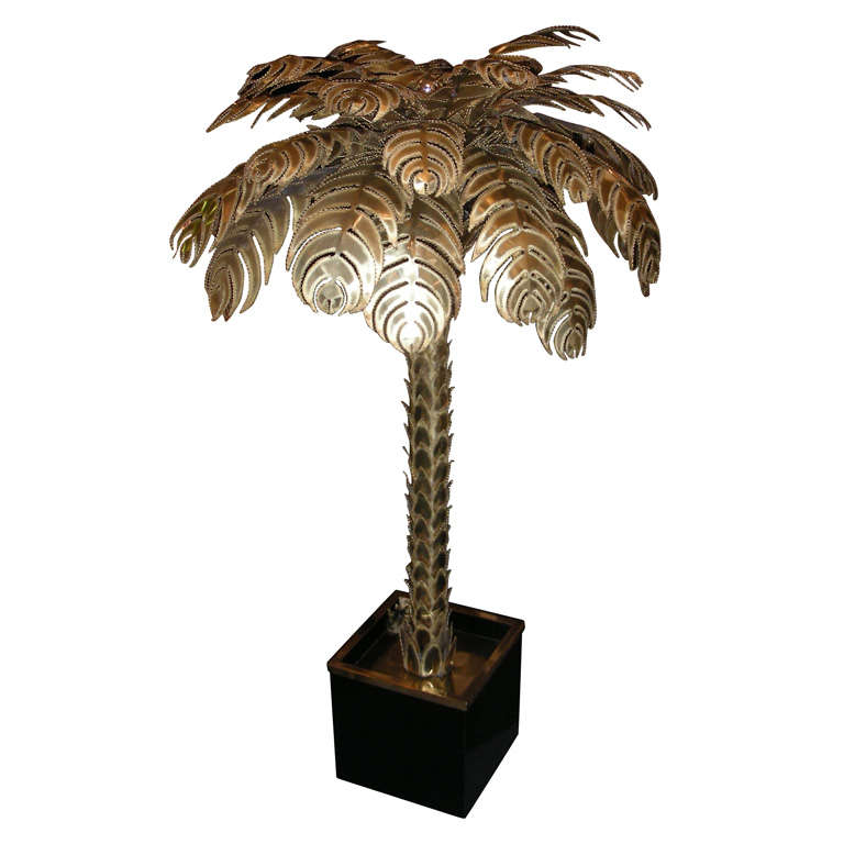 1970s Palm-Tree Floor Lamp Attributed to Maison Jansen