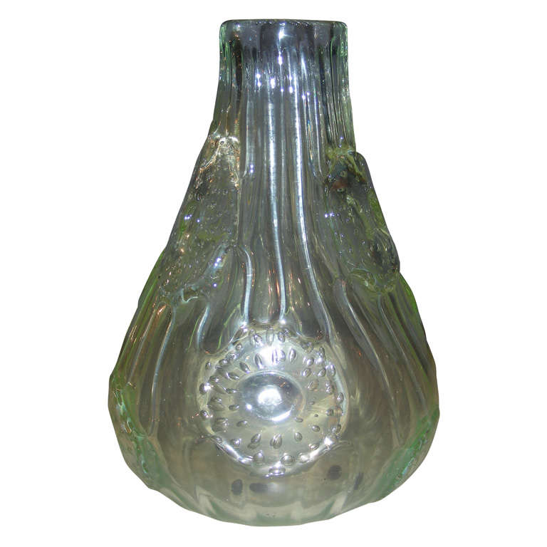Handsome 1940s Blown Glass Vase by Ercole Barovier For Sale