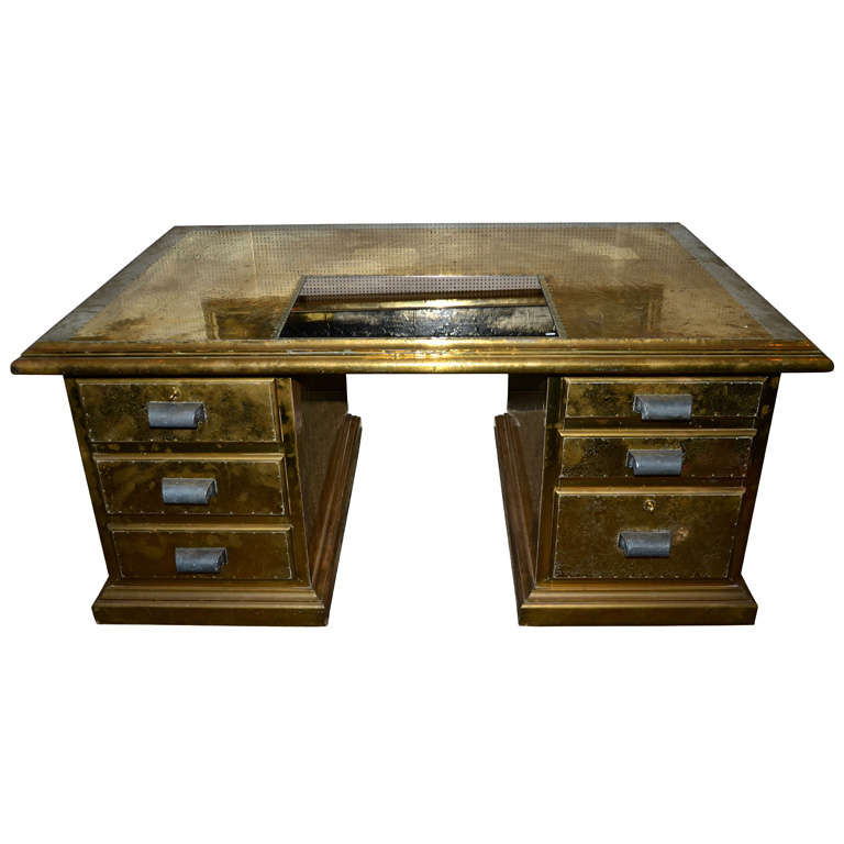 Desk Signed by R. Dubarry, 1970s