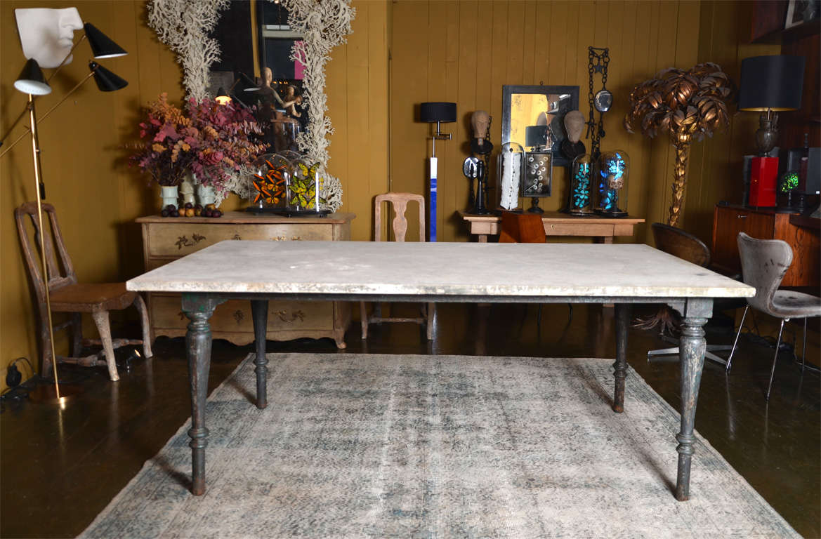Orangerie Console In Cast Iron And Marble Top