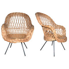 Pair of 1960 Rattan Armchairs