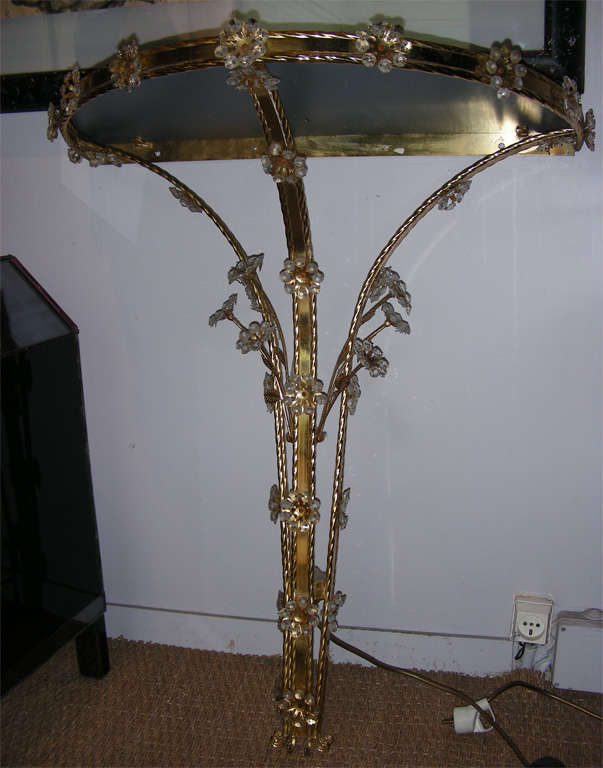 French Half moon console with light.