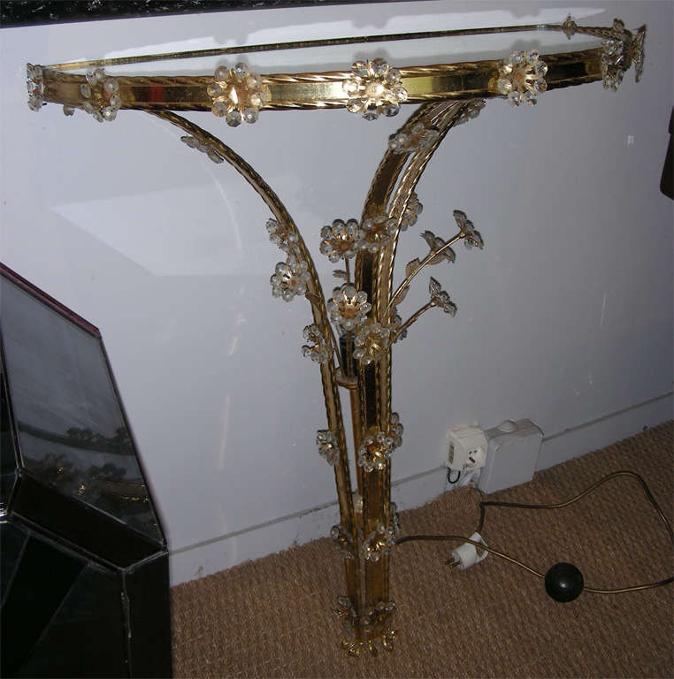 Mid-20th Century Half moon console with light.