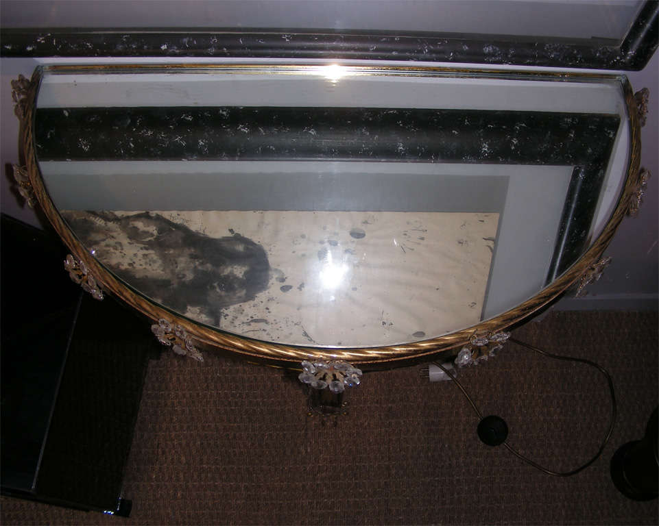 Metal Half moon console with light.