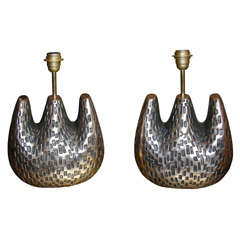 Two Handsome 1960s Lamps Signed by Leon Calderi