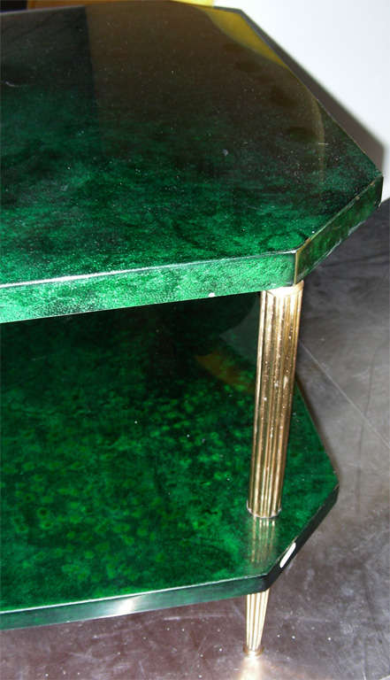 Italian 1960s Emerald Green Parchment Coffee Table by Aldo Tura For Sale