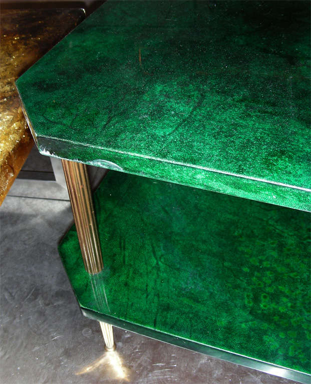 1960s Emerald Green Parchment Coffee Table by Aldo Tura In Good Condition For Sale In New York, NY