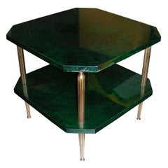 1960s Emerald Green Parchment Coffee Table by Aldo Tura