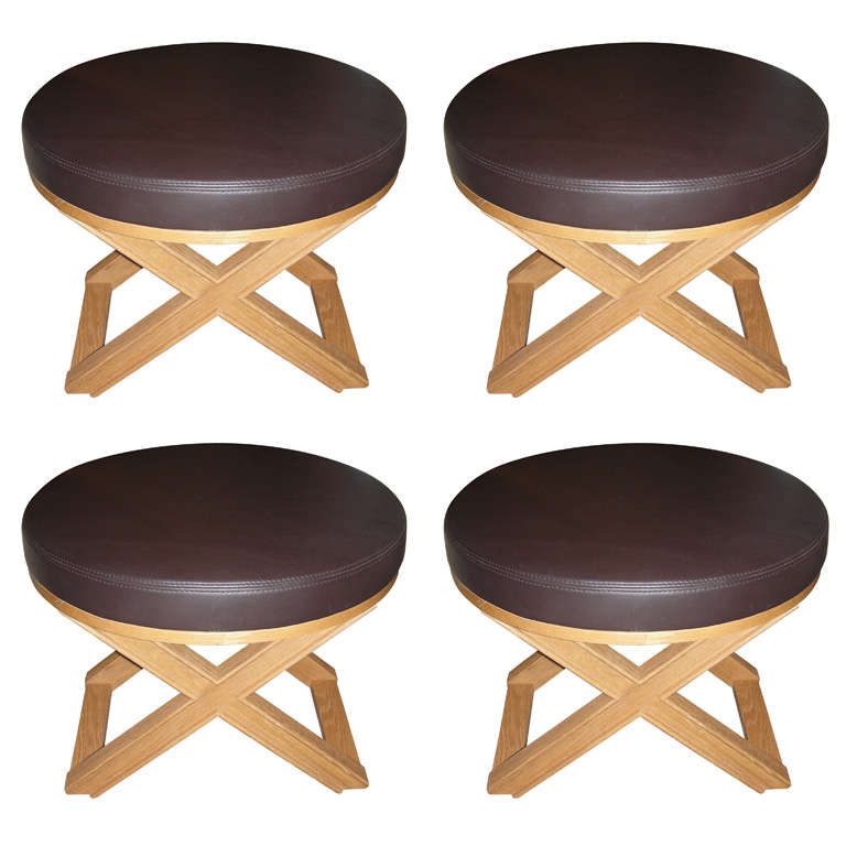 Four End of 20th Century Stools by J.-M. Frank and A. Chanaux For Sale