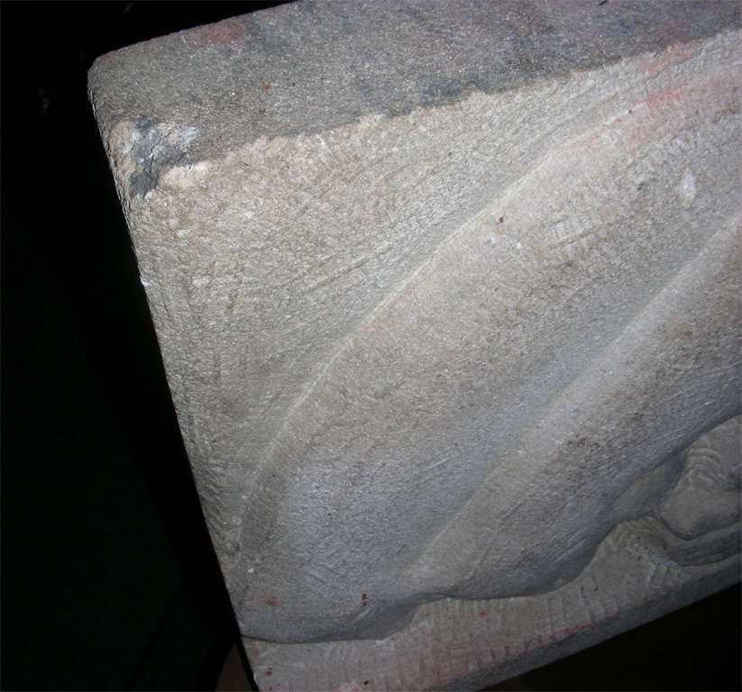 Mid-20th Century 1940-1950 Carved Stone Low Relief Signed by Joseph Rivière For Sale