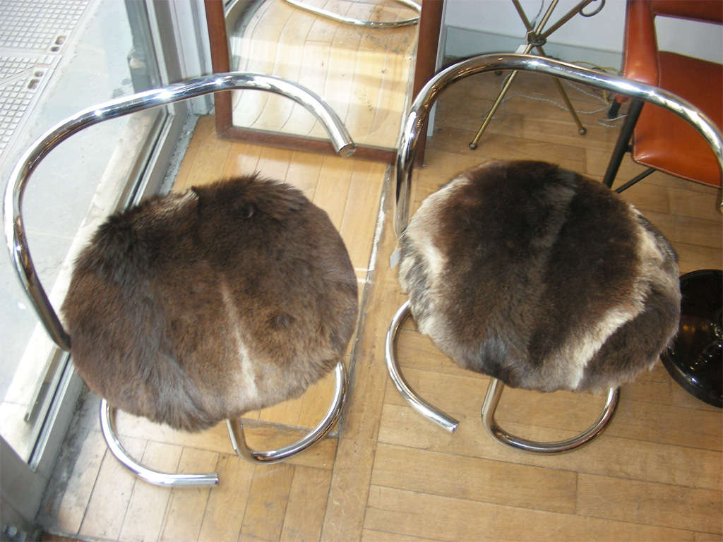 Fur Two 1970s Armchairs