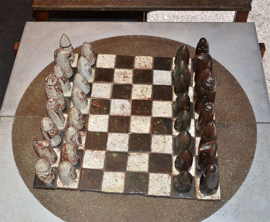 Mid-Century Modern 1960s Chess Game by Andree Hirlet-Albrieux For Sale
