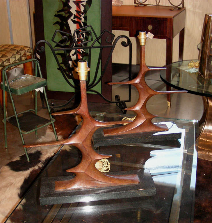 Pair of Bronze Table Lamps by VAN HEECK