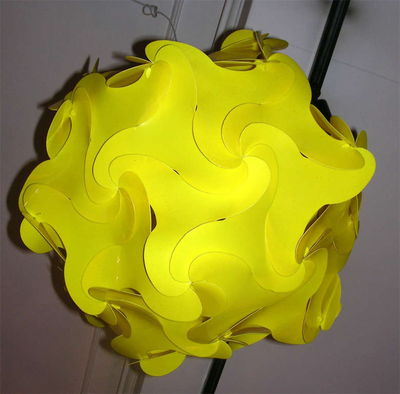Two 1970s Yellow Plastic Chandeliers For Sale 2