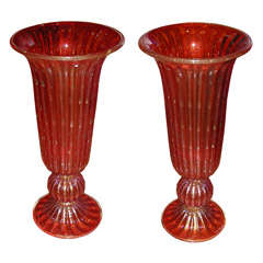 Pair of vases in murano glass signed "Toso"