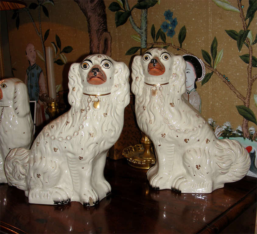 British Four 19th Century Staffordshire Pottery Dogs For Sale