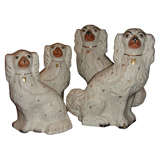 Vintage Four 19th Century Staffordshire Pottery Dogs
