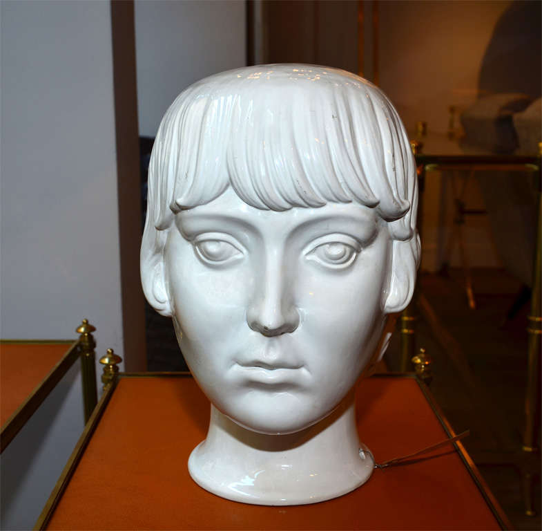 An Unusual Porcelain " Double Head " Lamp