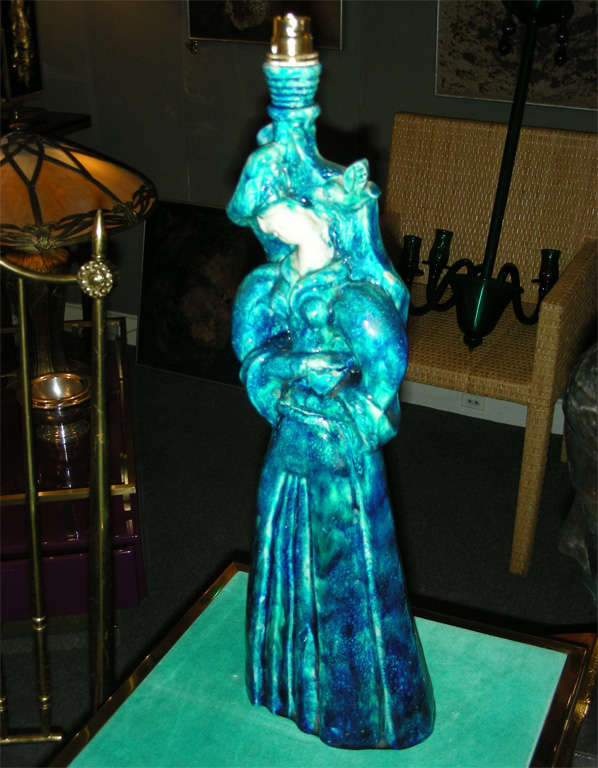 French 1950s Lamp Signed Bonfil and Stamped 