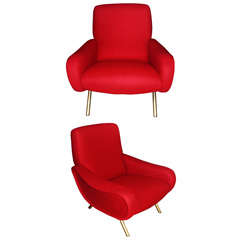 Two 1950-1960 Lady Armchairs by Marco Zanuso