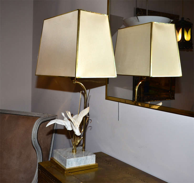 French 1970s Lamp with Flying Geese For Sale