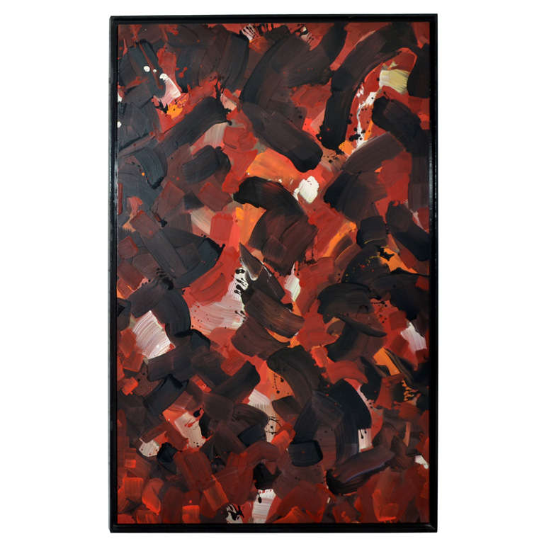 Large 1980s Abstract Painting by Jean Megard For Sale