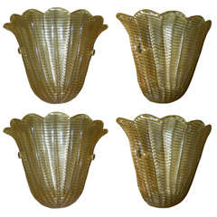 Series of 4 sconces in murano glass by veronese.