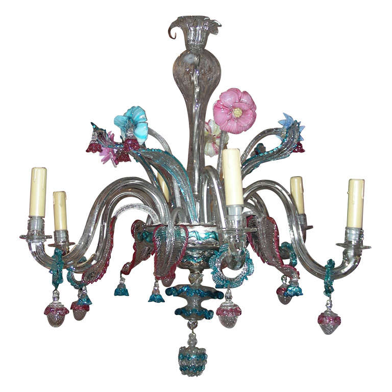 1900s Murano Glass Chandelier For Sale