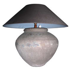 Terracotta lamp with shade