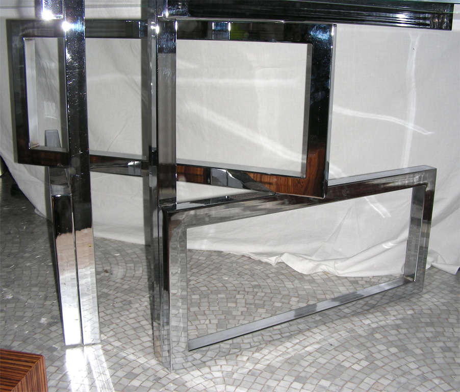 Sculptural, Adjustable Chrome And Glass Bar/Bookshelves 4