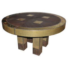 Brass and massive Wenge round Table