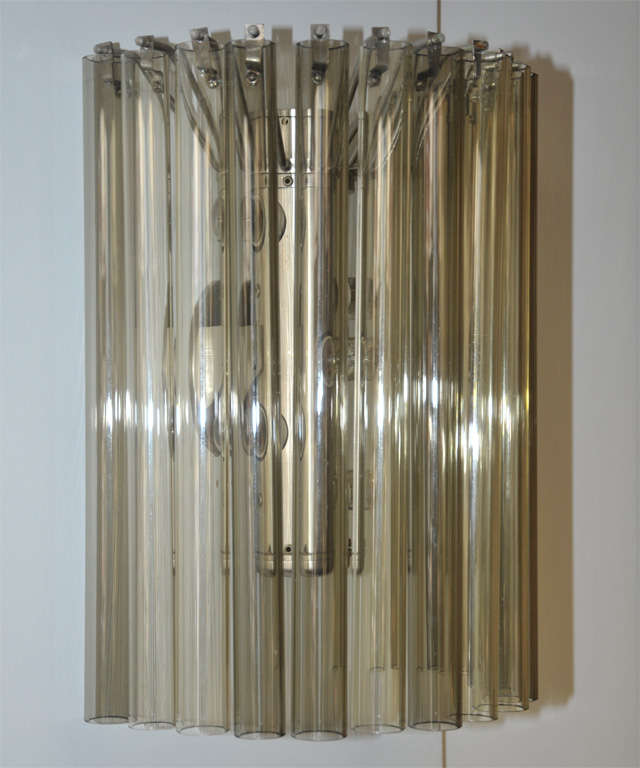 Mid-Century Modern VENINI, Pair of Canne Sconces For Sale