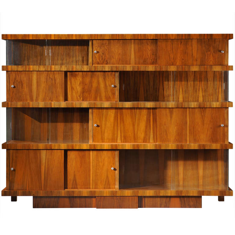An Exceptional Modernist Bookcase by Jacques Adnet circa 1933 For Sale