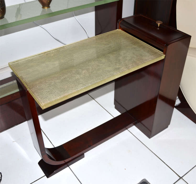 Coffee Table In Rosewood And Saint-gobain Glass