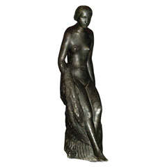 Henry Parayre -Rare Sculpture in hammered melted lead dated 1930