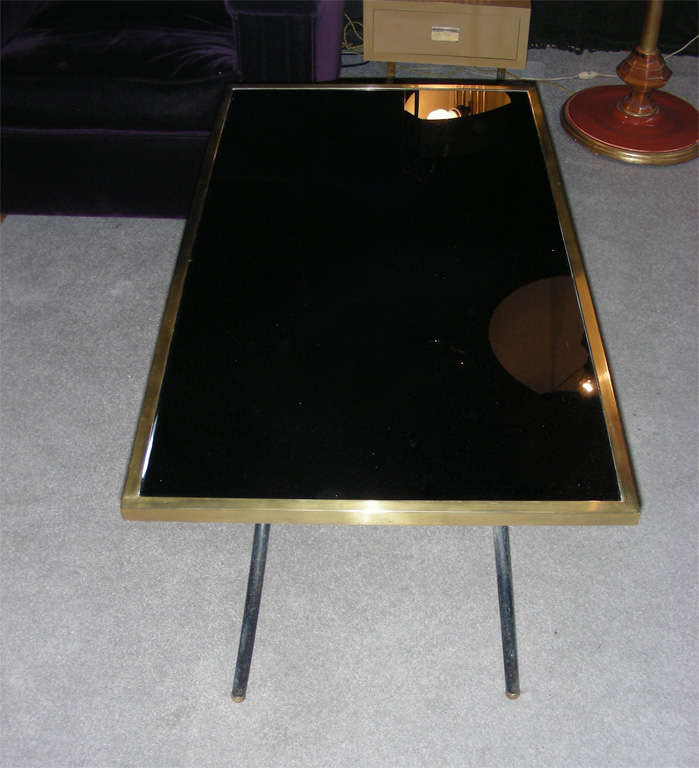 Brass 1940s Coffee Table by Jacques Adnet For Sale