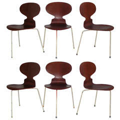 Set of 3 teack "Ant" chair by Arne Jacobsen