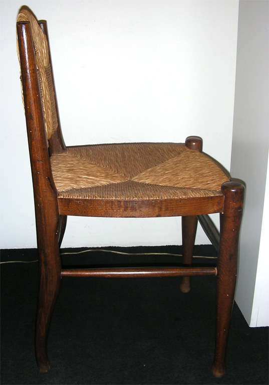 Pair of  wood and rush chairs by  J.E. Ruhlmann. In Good Condition In Brussels, BE