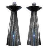 Pair of table lamps in mirror and murano glass signed "Toso"