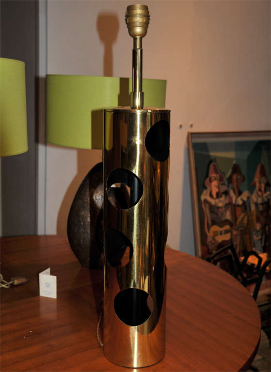1960s lamp in perforated brass.