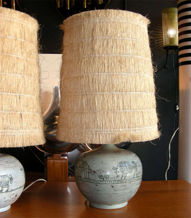Mid-20th Century Pair of Table Lamps signed J. BLIN For Sale