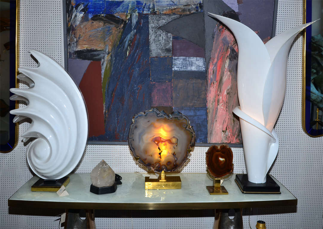 Great lamp with huge agate by Willy Daro