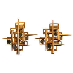Awesome And Fantastic Pair Of Sconces Signed L Calderi