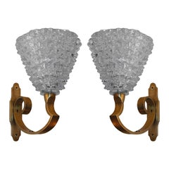 Pair of Wall Sconces in Murano Glass by Barovier and Toso