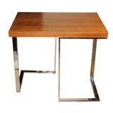 Pair of Rosewood and Chrome Sidetables by Milo Baughman