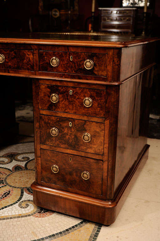 English Burl Walnut Desk